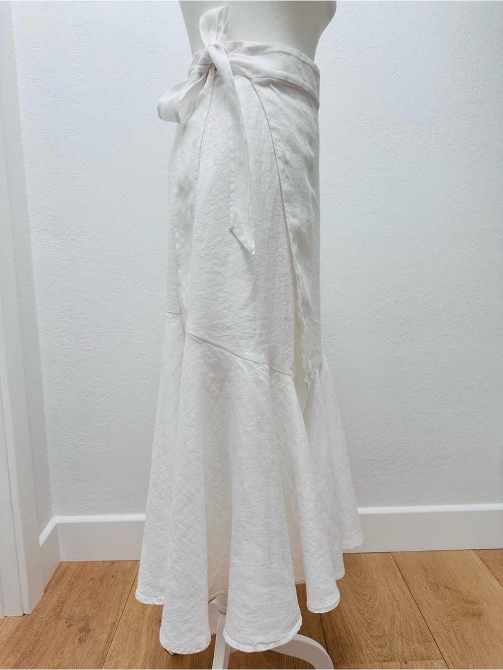 J. Crew White Linen Wrap Midi Skirt with Flounce Hem - Picture 3 of 10